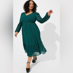 Torrid Clip Dot Tie Back Tea Length Dress
